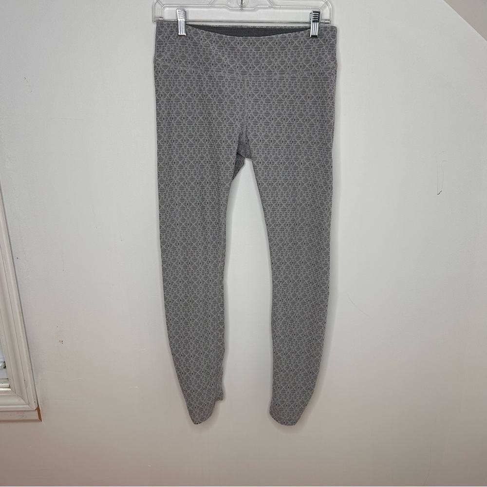 Prana Misty Jacquard Yoga Leggings Women's Medium Gray Ruched Full Length